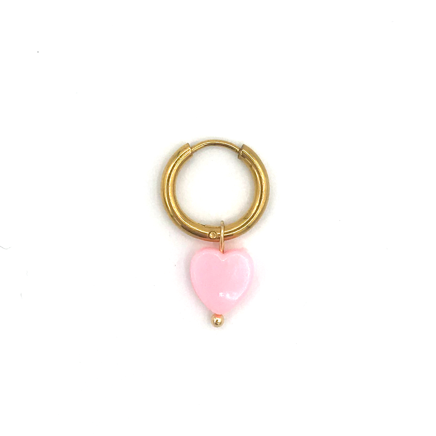 Pink gold heart earring