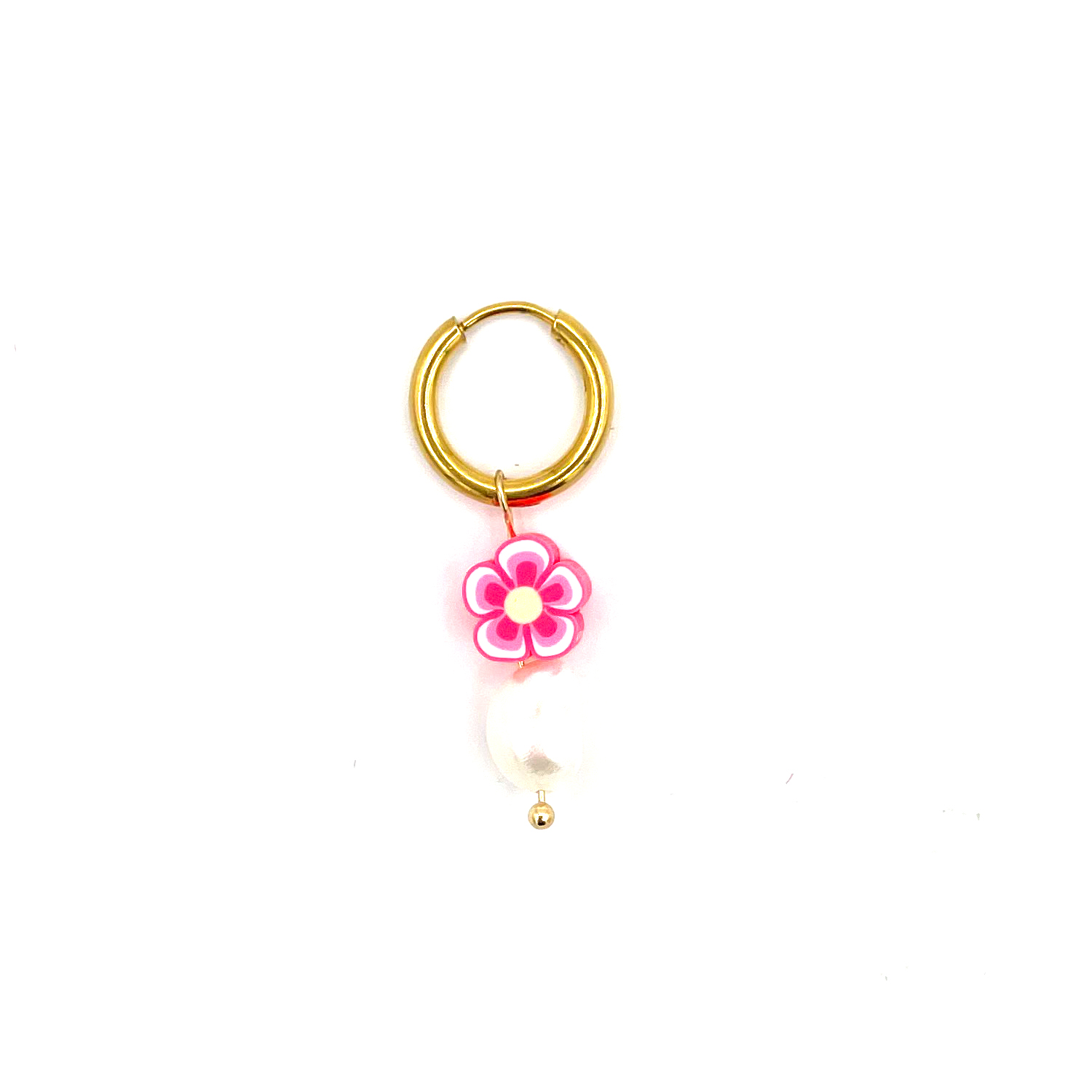 Pink flower earring