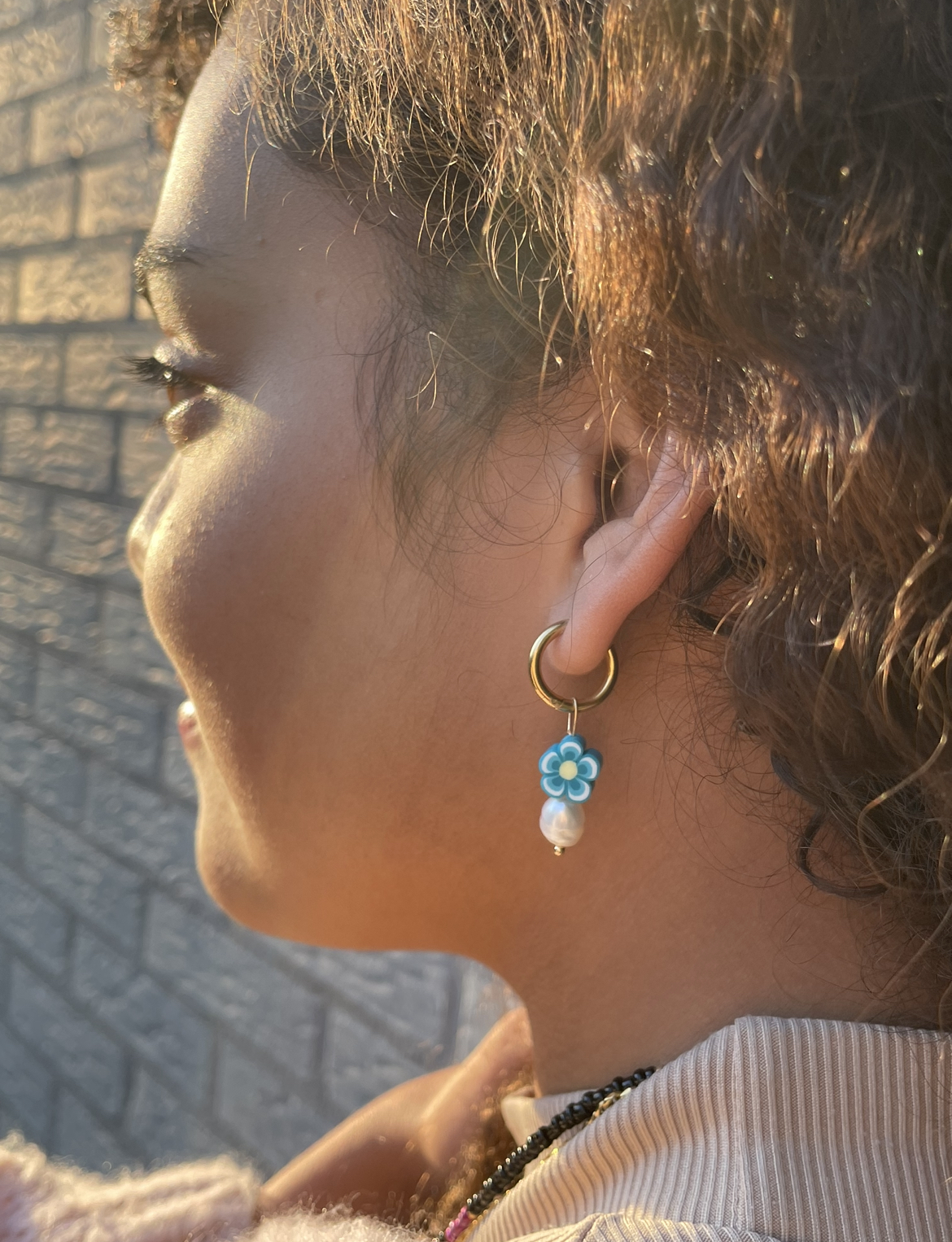 Blue flower earring