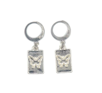 Silver butterfly coin earrings