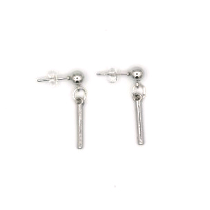 Silver bar studs earrings