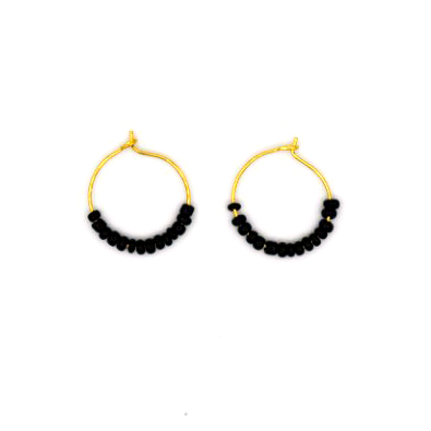 Black small round earrings
