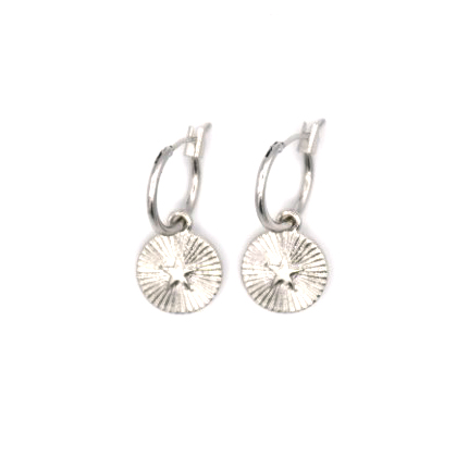 Silver star coin earrings