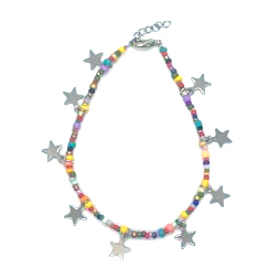 Colour silver star anklet