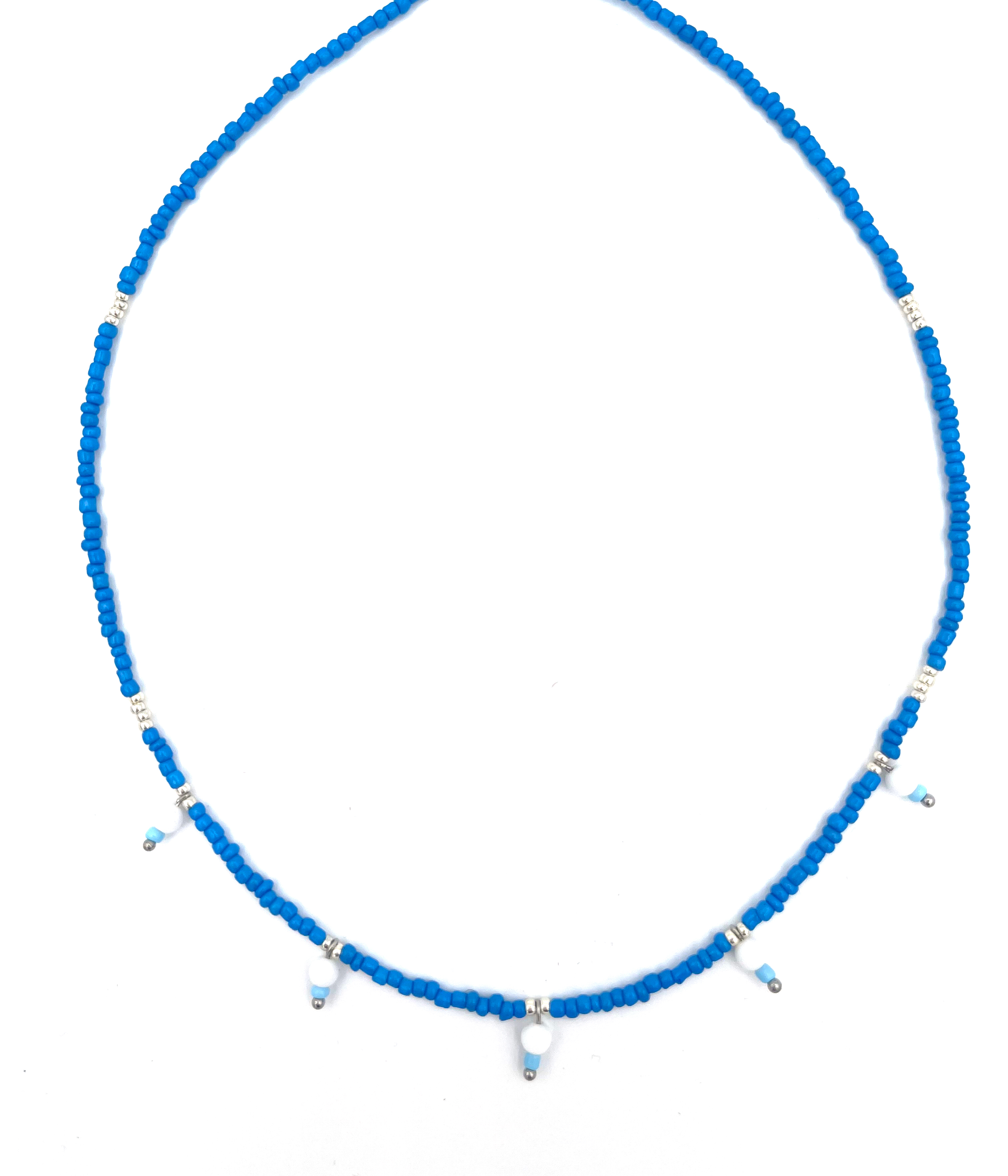 Blue 5 beads necklace