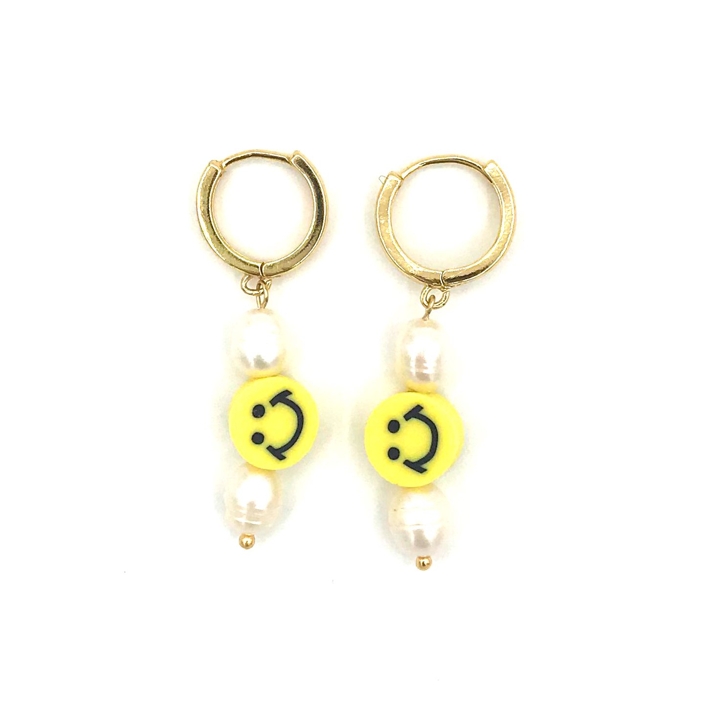 Yellow gold smiley earring